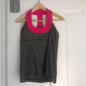 Lululemon | Scoop Neck Tank Heathered Grey Pink 8